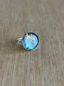 Abalone & Crystal Statement Ring – Handcrafted .925 Sterling Silver, Made in California