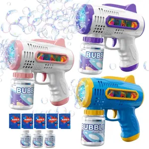 Summer Spring Gift 3 Pack Bubble Guns with Bubbles Solution: Automatic Bubble Maker Machine for Boys Girls, Bubble Guns Outdoor Toys for Toddlers, Party, Wedding Birthday Gifts for Ages 3 4 5 6 7 8 Year Old Kid