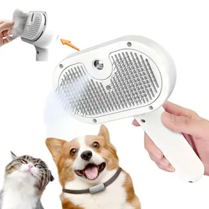 3-in-1 Cat Steam Brush with Rubber End Skin Friendly Pet Grooming & Shedding Comb Gentle Steam Spray One-Click Hair Release Hygiene Oral