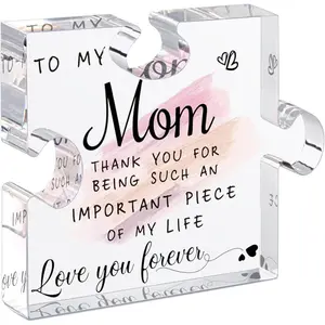 Gifts for Mom from Daughter and Son - Best Mom Ever Gifts Unique Mother Birthday Acrylic Puzzle-Shaped Plaque Desk Decorations Present for Mom Christmas and Mothers Day Gifts Signs
