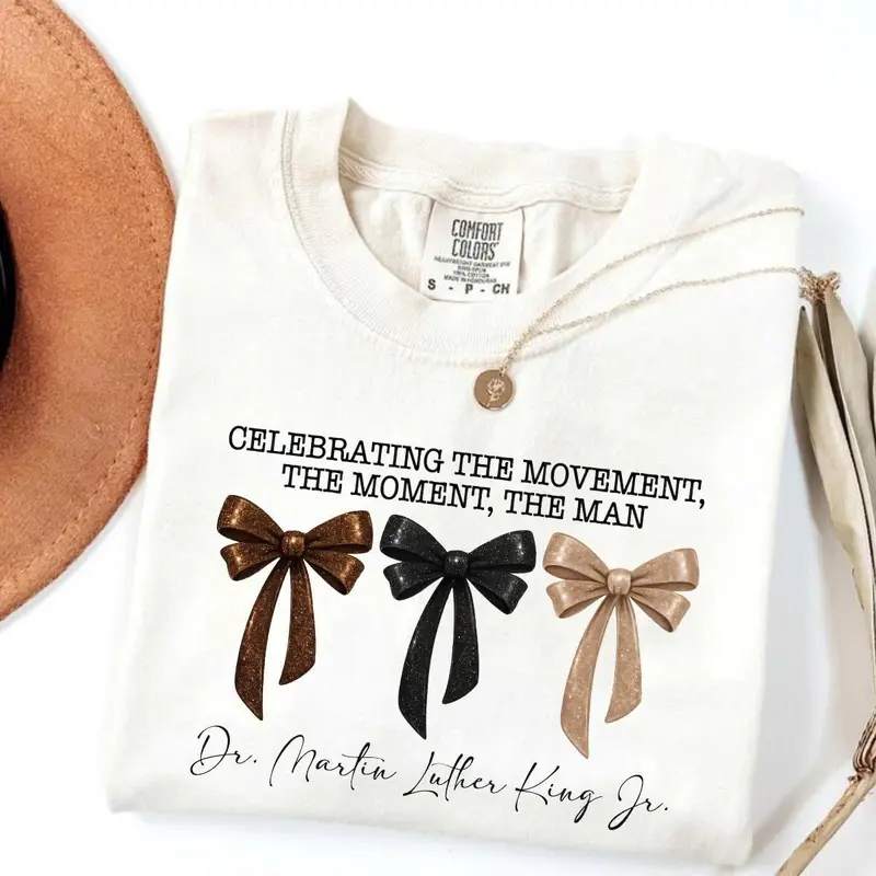 Comfort Colors Black History Vintage T-shirt Coquette Celebrating The Movement Quote MLK Day Bow Graphic Black History Month Inspirational Quote
