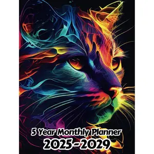 Abstract Cat 5 Year Monthly Planner 2024-2028: Large 60 Month Calendar | Gift For People Who Love Kittens, Pet Lovers | For Back To School, Office, Work | 8.5 x 11 Inches | 121 Pages | v21 Hardcover – August 28, 2023