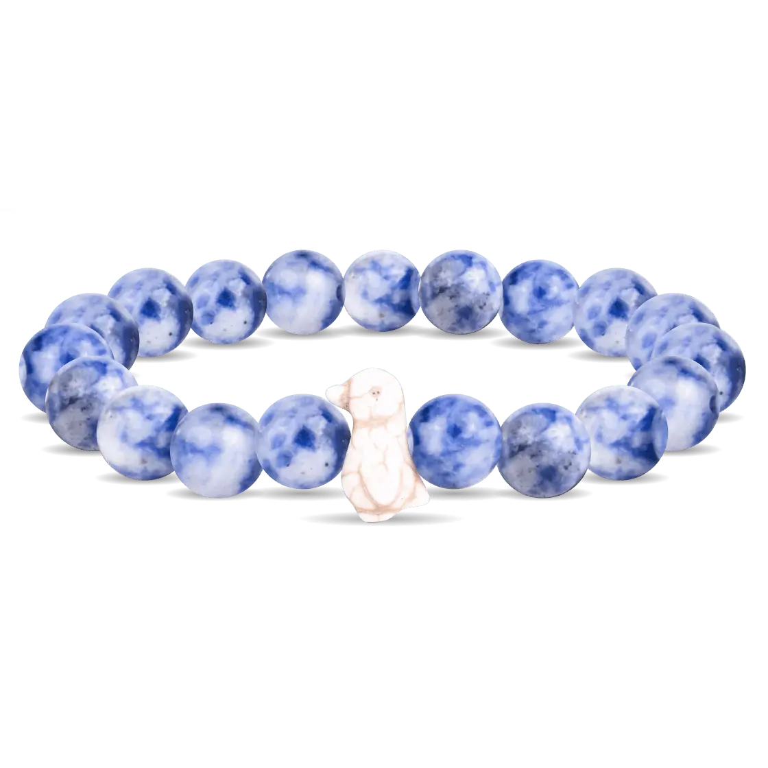 Fahlo Handmade Natural Beads Adjustable Elastic Bracelet - Penguin Tracker, 7–7.5 in Stretch Fit, Unique Stones, Conservation-Supporting Costume Jewelry, Jewelry Gift for Animal Lovers, Choking Hazard Small Parts (Under 3s)
