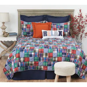 80" x 110" Madras Plaid 1-Piece Twin Bedspread by Valerie