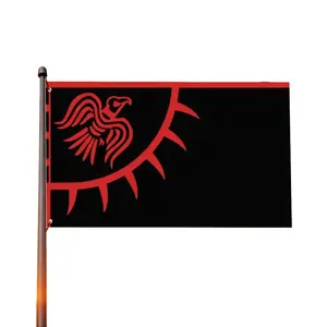 1PC Black Raven Viking Flag - Bold Red Raven on Black Fabric is made of 100% polyester fiber, comes with 2 hanging rings, suitable for home/garden/outdoor/indoor use, available in 4 sizes. Wall banner, poster banner, flag banner, sail banner, sign banner
