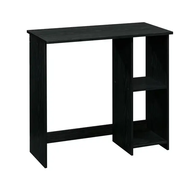 Mainstays Small Space Writing Desk with 2 Shelves, True Black Oak Finish