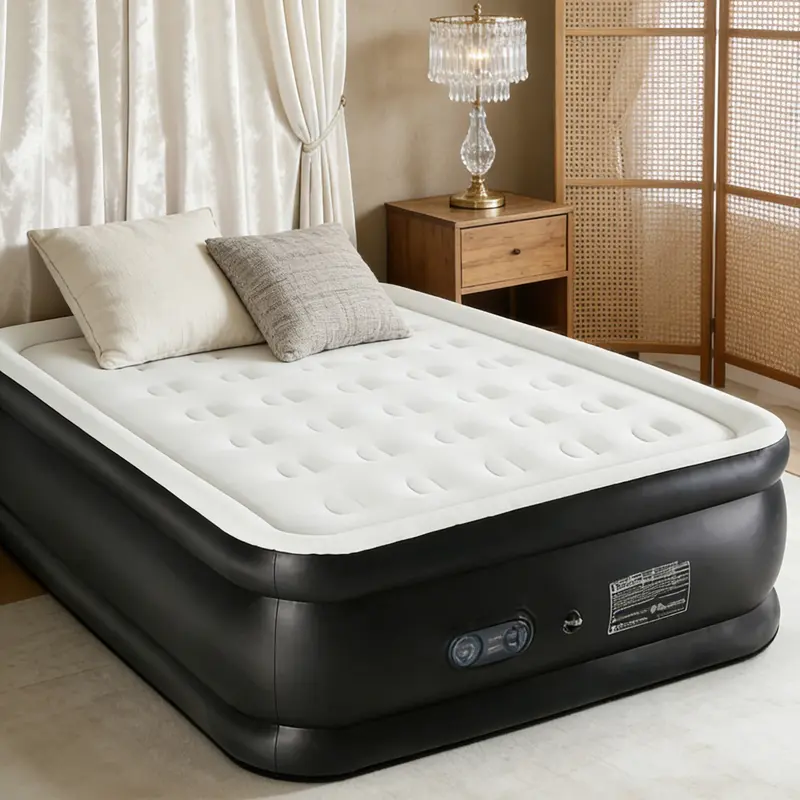 【Valentine's Day gift】Inflatable Mattress Airbed with Built-in High Capacity Pump, Double Height, Non-Slip Bottom Design, Weight Capacity 660 lbs Air Bed for Home, Camping