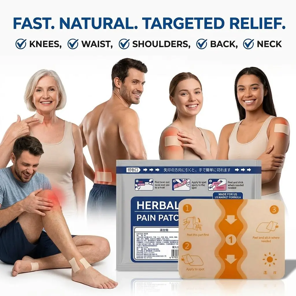 Natural Herbal Infused Heat Patches, Hypoallergenic Warming Body Care Patches for Joint Pain Relief on Knees, Back, Shoulders and Arms, Fast Acting Soothing Patch Improves Arthritis Discomfort & Muscle Soreness,
