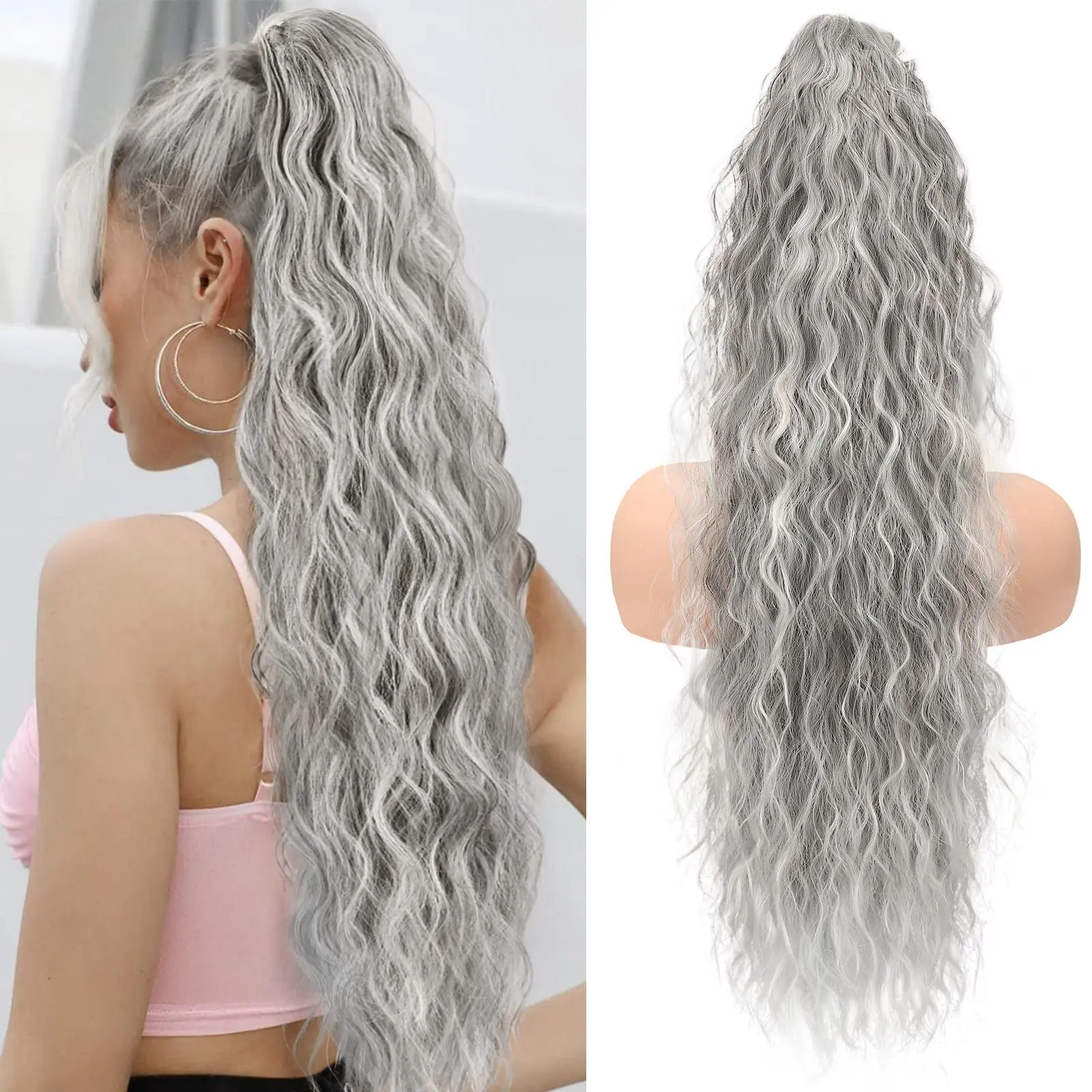 Sliver Gray Claw clip Ponytail