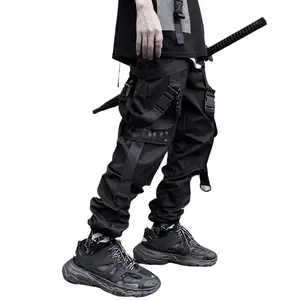 XYXIONGMAO Mens Sweatpants Streetwear Joggers Hip Hop Pants for Men Techwear Tactical Jogger Pants with Straps Buckle Design Dark Urban Street Style Cyberpunk Sweatpants Casual Fit Drawstrings Casual Fit Adjustable