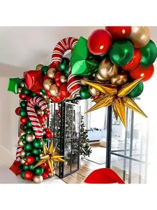 Christmas Theme Party Decoration Aluminum Film Latex Balloon Arch Kit New Year Decor Christmas