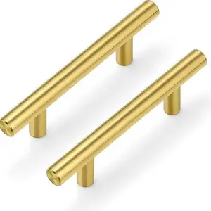 10 Pack Cabinet Handles, 9.84 Inch Brass Drawer Pulls, Stainless Steel Door Hardware for Kitchen Bathroom Bedroom Furniture