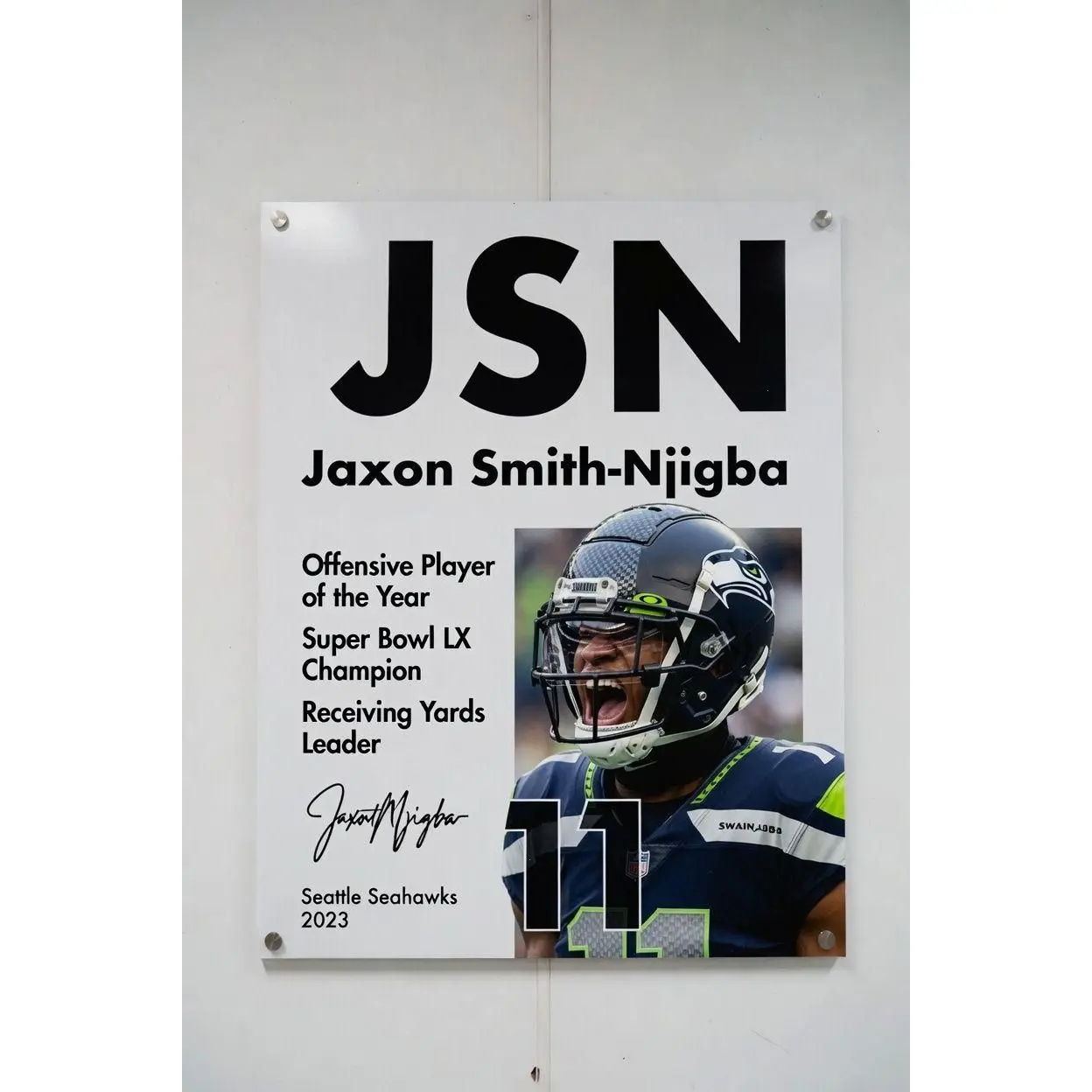 Jaxon Smith-Njigba Hardline Series Poster, Jaxon Smith-Njigba Signature Poster, Seattle Football Wall Art For Fans, Sport Gift For Men [UNFRAMED]