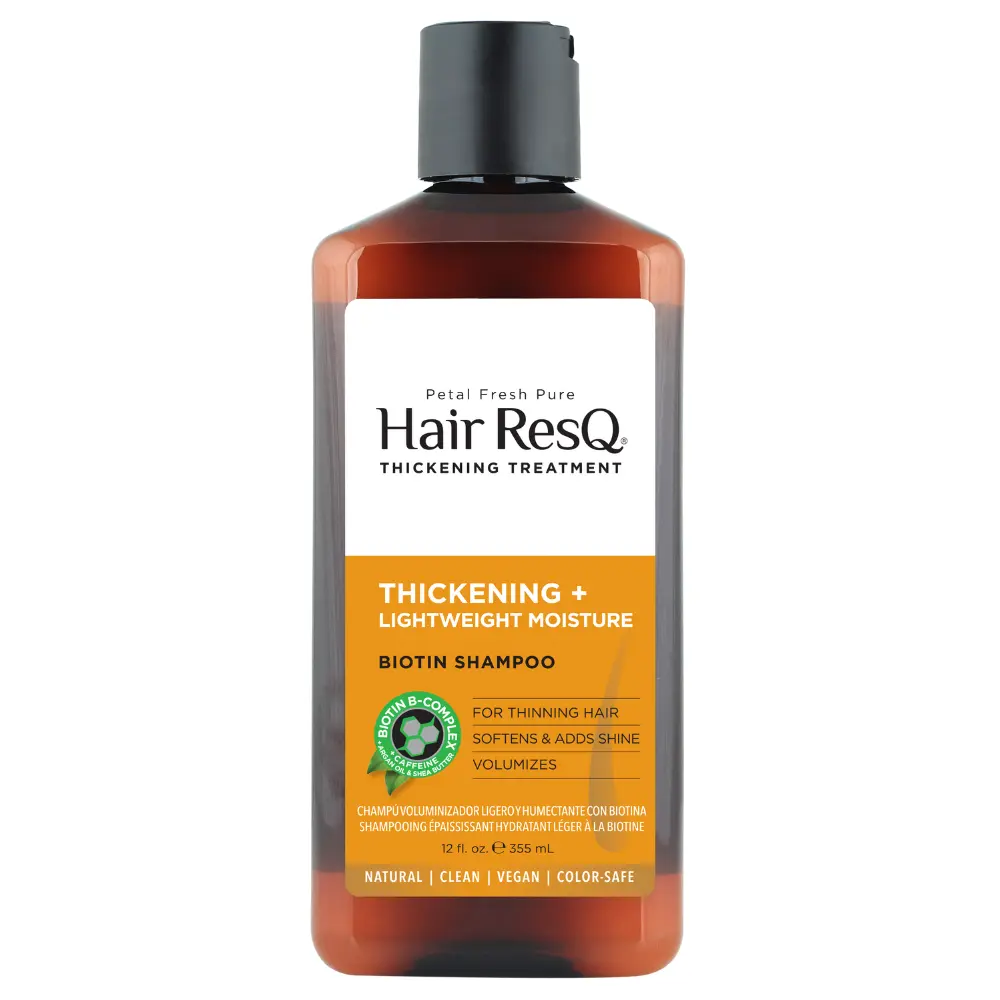 Hair ResQ Thickening Shampoo - Organic, Lightweight Liquid Moisturizer Cleanser for Thinning Hair with Biotin, Caffeine, Shea Butter, Argan Oil, 12oz Haircare Treatment, Moisture