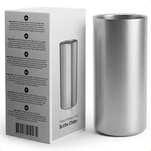 Stainless Steel Bottle Chiller for  & Champagne | 9.45" Extra Tall | Double-Walled | Suitable for SodaStream & Aarke Plastic Bottles | Non-Slip Base