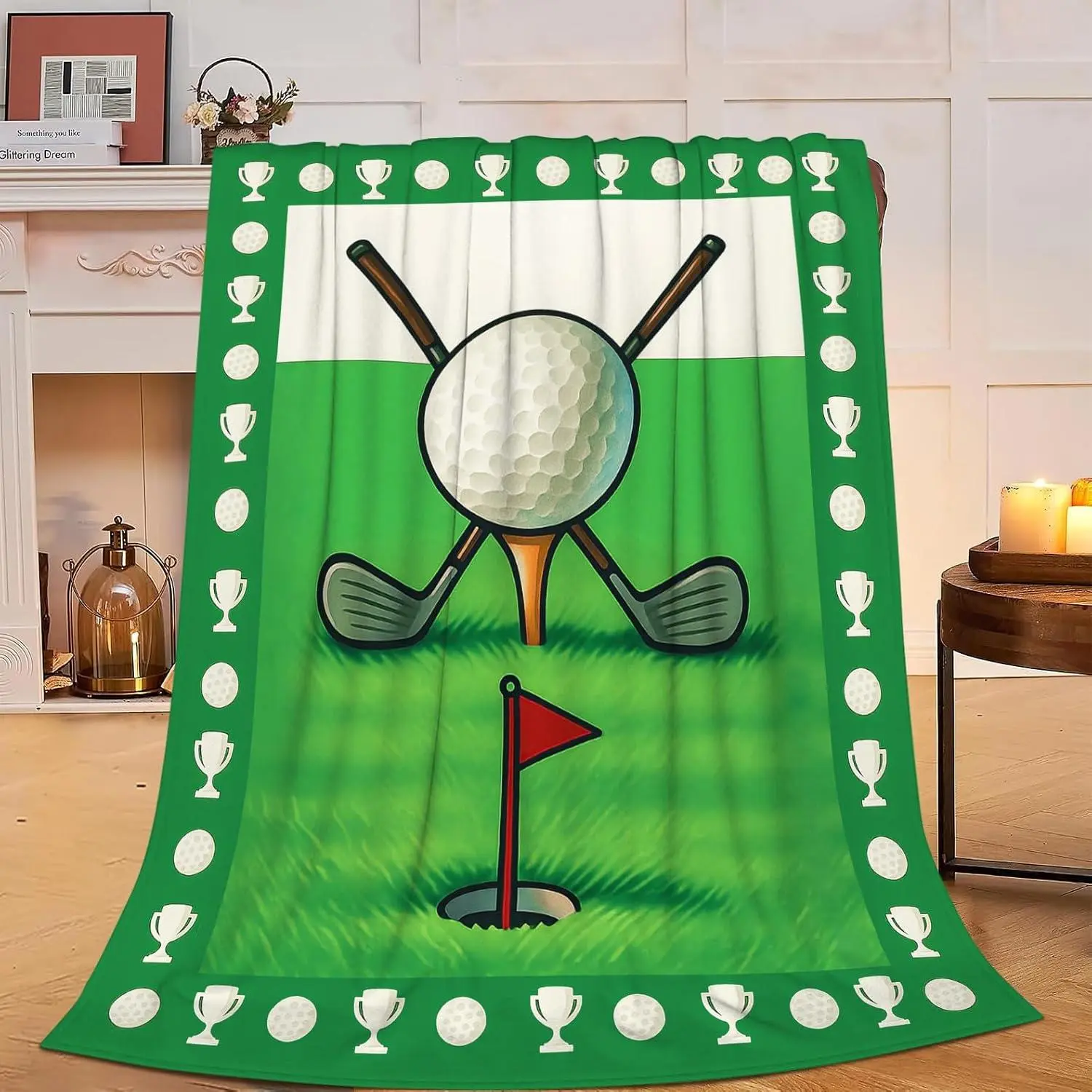Golf Blanket for Sport Lover Gifts for Golfer Men Women Boys Girls Cozy Flannel Fuzzy Soft Plush Warm Bedding for Sofa Bed Couch Travel Camping Outdoor Indoor Use