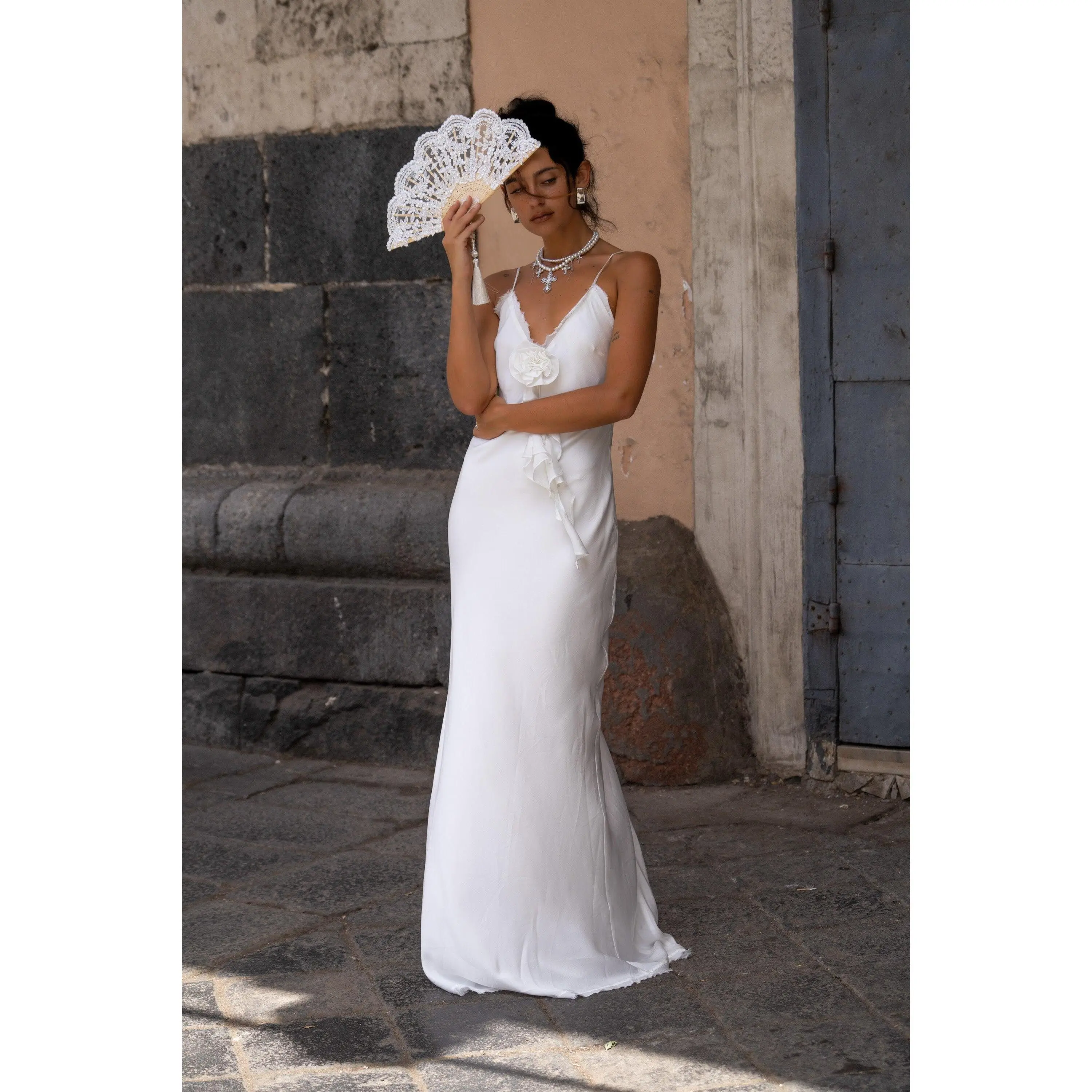 Prosecco White Rosette Frill Maxi Dress - TikTok Shop