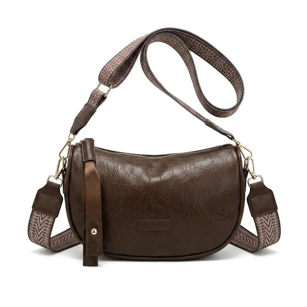 An elegant crossbody bag and Boston bag, featuring an adjustable shoulder strap and a zipper closure, perfect for everyday use