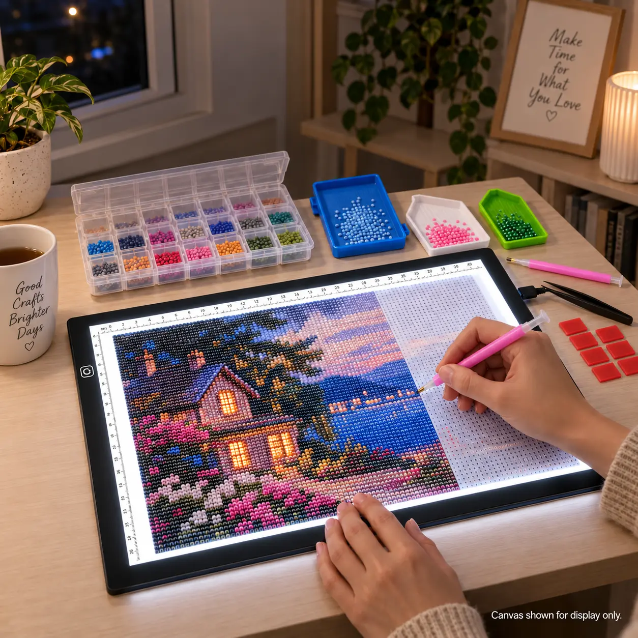A3 LED Light Board with Diamond-art Accessory Set, 3-Level Adjustable Brightness, USB Powered No Battery, Light Pad for Diamond Painting, DIY Crafts, Creative Projects and Art Display