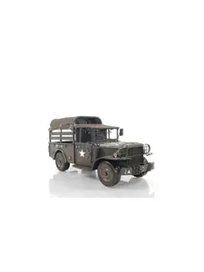 212 MAIN Hand-Painted Small Metal Military Truck Figurine - 1951 M42 Command Truck, Army Green Decorative Statue, Traditional Desk Display Sculpture, Ideal Gift