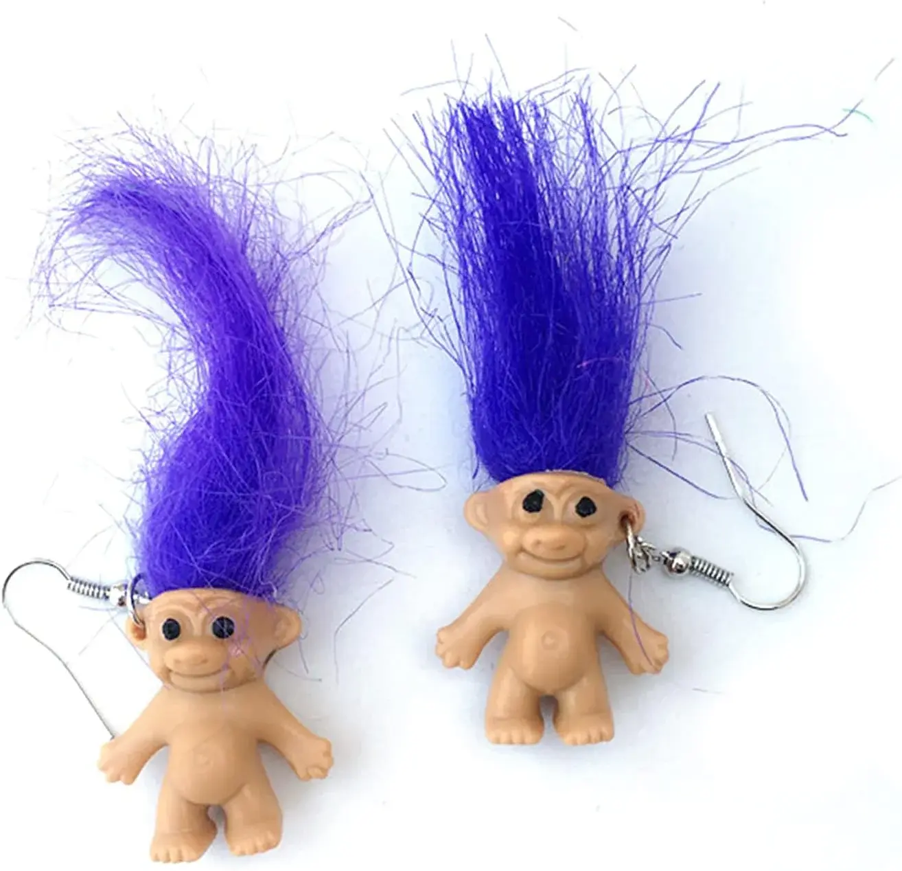 Lovely Ugly Doll Dangle Earrings, Cute Ugly Doll with Colorful Hair Drop Earrings for Women Men Funny Jewelry Gift