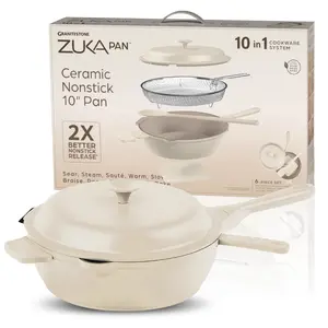 10" Zuka Pan – 6-Piece Multi-Functional Everyday Pan Set with Lid, Nylon Spoon & Steamer Basket 10" Zuka Pan – 6-Piece Multi-Functional Everyday Pan Set with Lid, Nylon Spoon & Steamer Basket