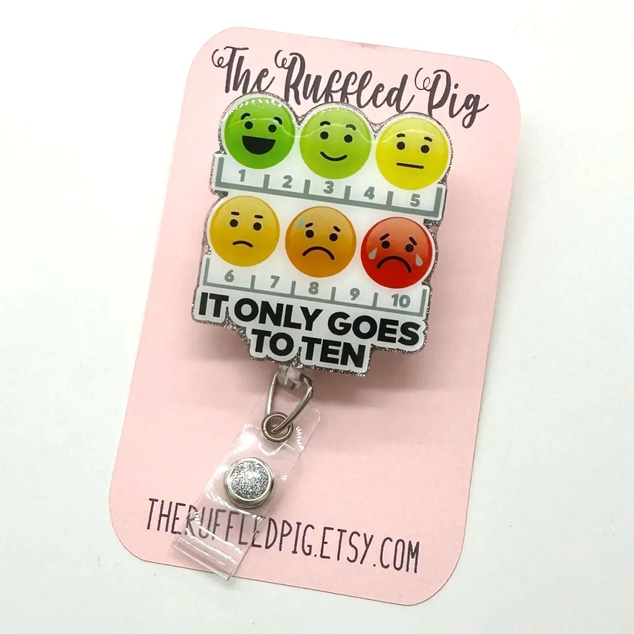 Pain Scale Badge Reel: Lanyard, clip, carabiner, teacher lanyard, Only Goes to 10 retractable clip, Funny, Snarky ER Nurse, Pain Management