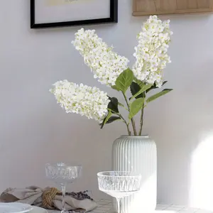 New 4PCS 29.5In Hydrangea Artificial Flowers, Real Touch Hydrangea Flowers Fake Hydrangeas for Wedding Party Home Table Centerpieces Deco Decor Decorative