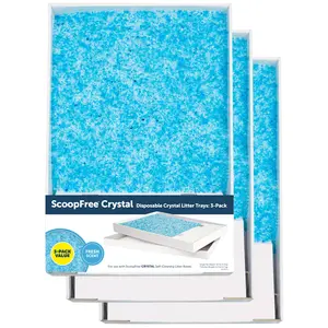 3 Pack PetSafe ScoopFree Blue Crystal Litter Tray Refills, 4.5 lb Each, Easy Clean, For Automatic Litter Boxes