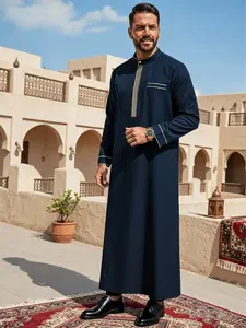 Arabic Islamic Muslim Traditional Clothing, Ramadan Festival Sacrifice Day Traditional Holiday Wear, Classic Versatile Men's Long Robe, Authentic Saudi Thobe, Clothes For Men