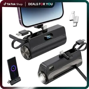 6500mAh Extended Capacity Battery Power Bank: Hcelet Compact Chargeable Tech Gadgets with Built-in Flashlight, Digital LED Display & Stand, Lightweight Portable Charger for Smartphones