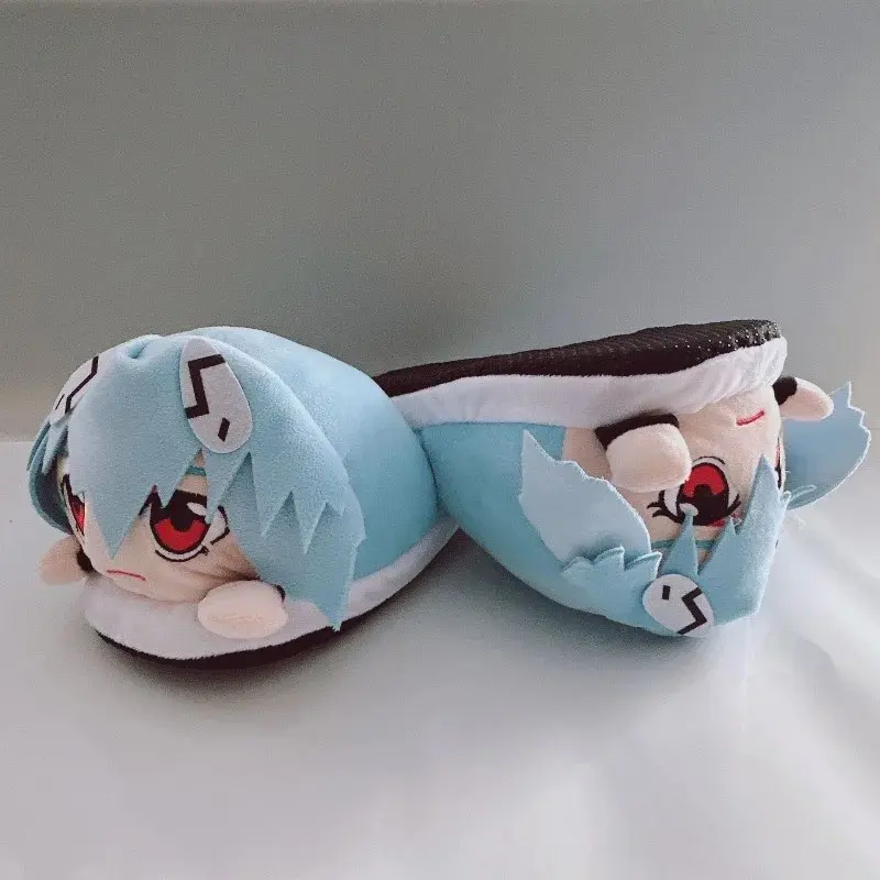 Neon Cute Genesis Classic Evangelion Anime Cotton Slippers Winter Indoor Home Shoes for Men and Women Warm Soft House Slippers