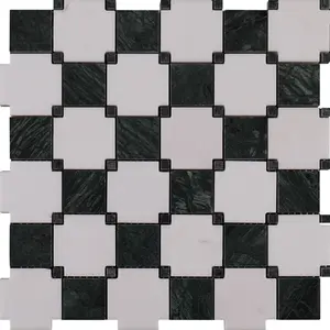 Chessboard Black and White Marble Backsplash Floor and Wall Tiles (12x12 inch) DP5935