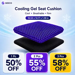 [SHAYNA Exclusive]GEECO Purple Gel Seat Cushion, Firm Honeycomb Cooling Seat Pad with Non-Slip Cover, 16.54 x 14.17 x 1.38 in, Washable Cushion for Office Chair, Car Seat, Home & Summer Sitting Comfort
