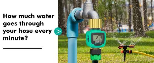 RESTMO Water Flow Meter with Brass Inlet & Outlet, Measure Gallon/Liter Consumption and Flow Rate for Outdoor Garden Hose Watering, RV Water Tank Filling, Lawn Sprinkler and Nozzle Sprayer