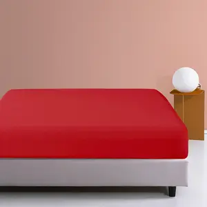 Microfiber Fitted Sheet, Ultra-Soft and Durable, Wrinkle, Fade, Stain Resistant, Deep Pocket, Red‎