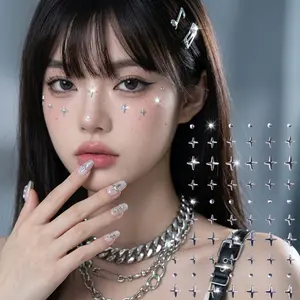 Body Face Jewels Nail Art Stickers - Star Heart Butterfly Cross Designs, Gold & Silver Self-Adhesive Rhinestone Gems for Music Festivals, Parties, Makeup Look (Multiple Styles)