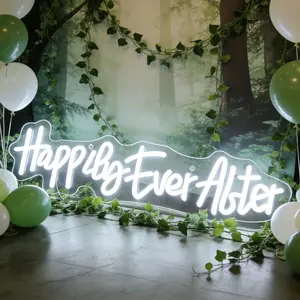 Happily Ever After neon sign, USB powered dimmable LED light, suitable for home wall decoration, birthday and wedding decoration, room and living room interior decoration to create atmosphere, fashionable birthday gift