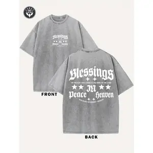 Women's 1pc Vintage Washed Soft Cotton Short-Sleeve T-Shirt - "Blessings from Heaven" Graphic, Round Neck, Loose Baggy Comfortable Lightweight Oversize Fit, Streetwear, All-Season Casual Wear, Perfect Holiday Gift