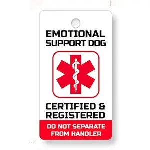 Just 4 Paws PVC Emotional Support Dog Key or Collar Tag for Fhact ESA ES21 - Durable Waterproof Tag with Metal Alloy Ring for ESA Dogs