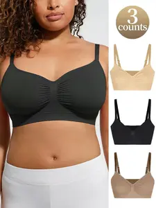 3-Pack Women's Strapless Bralettes, Comfortable Seamless Lingerie, Full Coverage, Medium Support, Casual Style, All Seasons