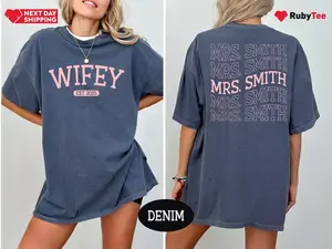 Custom Wifey Shirt – Personalized Mrs. Tee for Honeymoon, Wedding Party, or Engagement Gift in Soft Comfort-Style Fit