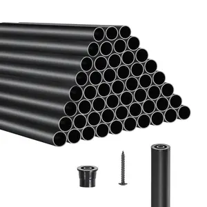 【Summervibes】VEVOR Staircase Balusters 51 Pack, 36 In Aluminum Stair Balusters, 3/4 In Water-Proof Round Metal Spindle Railing, Hollow Deck Railing with Rail Caps & Screws for Stairs, Porch, Patio, Fence, Black