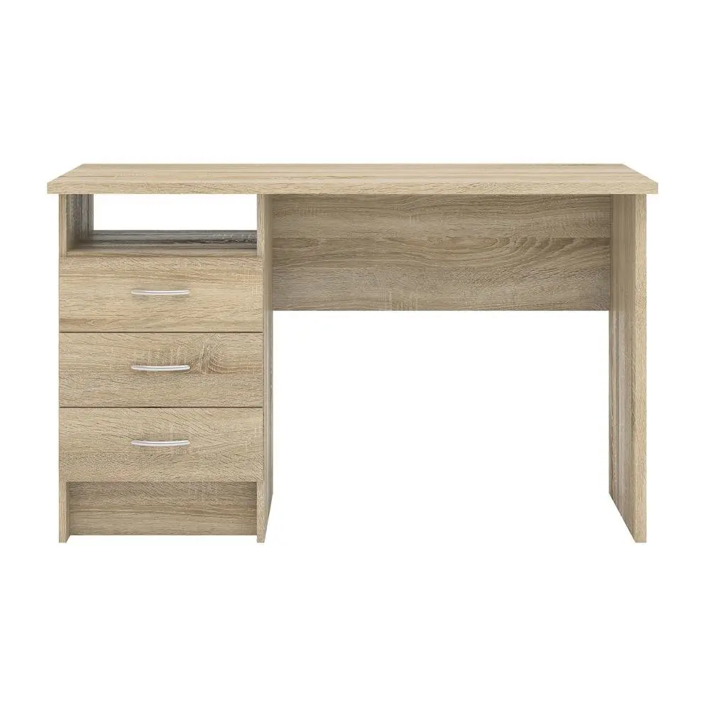 Brown Office Desk with Drawers - Compact Desk with File Cabinet Storage