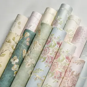 Floral Pattern Wallpaper, 3D Embossed Self Adhesive Wallpaper, Removable Waterproof Wall Sticker, Wall Decor for Home Living Room Bedroom