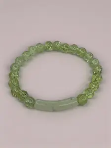 Women's Green Passion Speckled Glass Bead Bracelet - Standard Size, Strong Stretch, Bracelet Design, Fashionable Bangles, Daily Fashion Costume Jewelry, Jewelry Bracelet Design