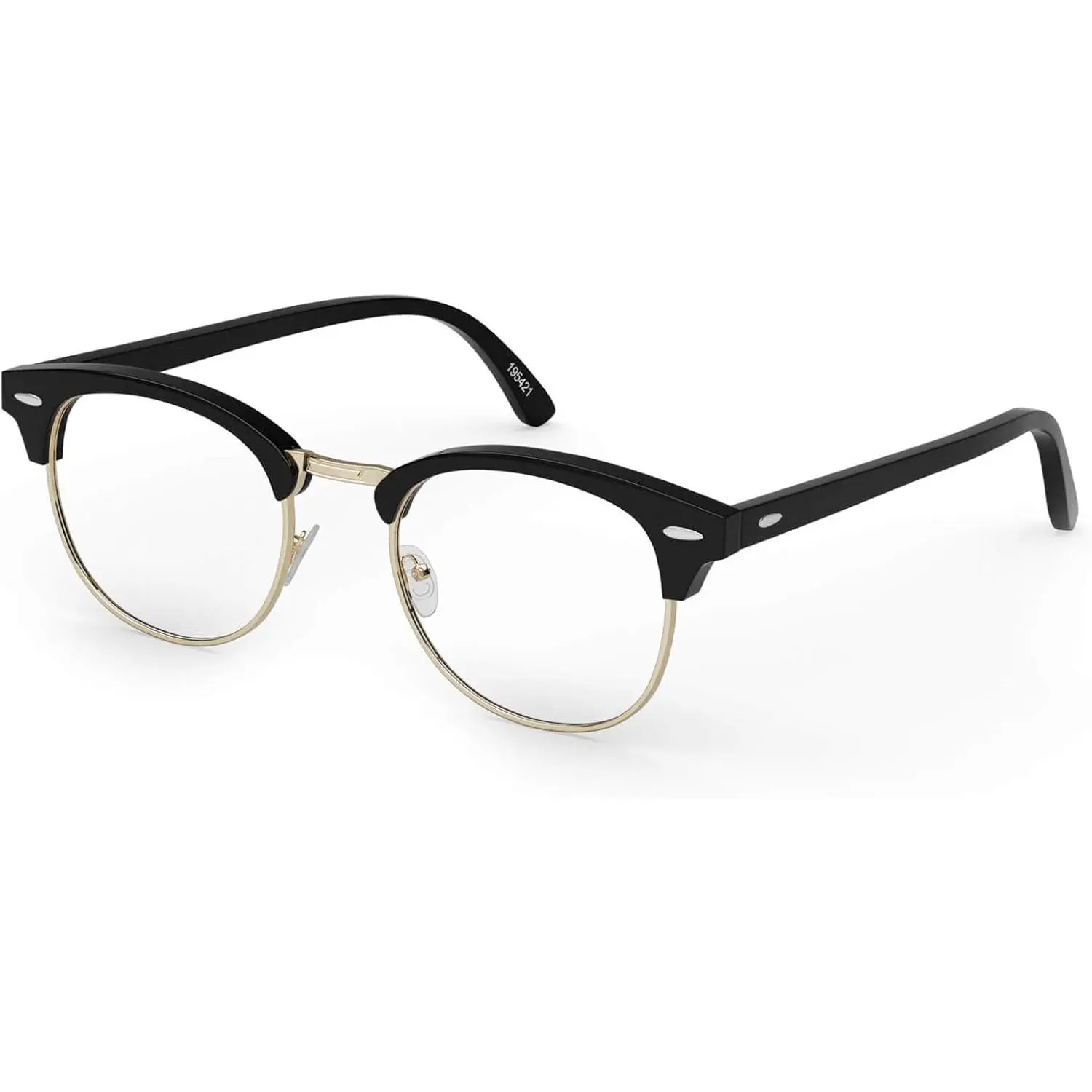 Zenni Full Rim Mixed Materials Browline Glasses - Adults' Blue Light Blocking, Anti-Eyestrain, UV Protection for Everyday Wear (Black Gold), Female, Male, Square, Plastic, Rectangle, Blue Light Blocking Lens, Uv Resistant