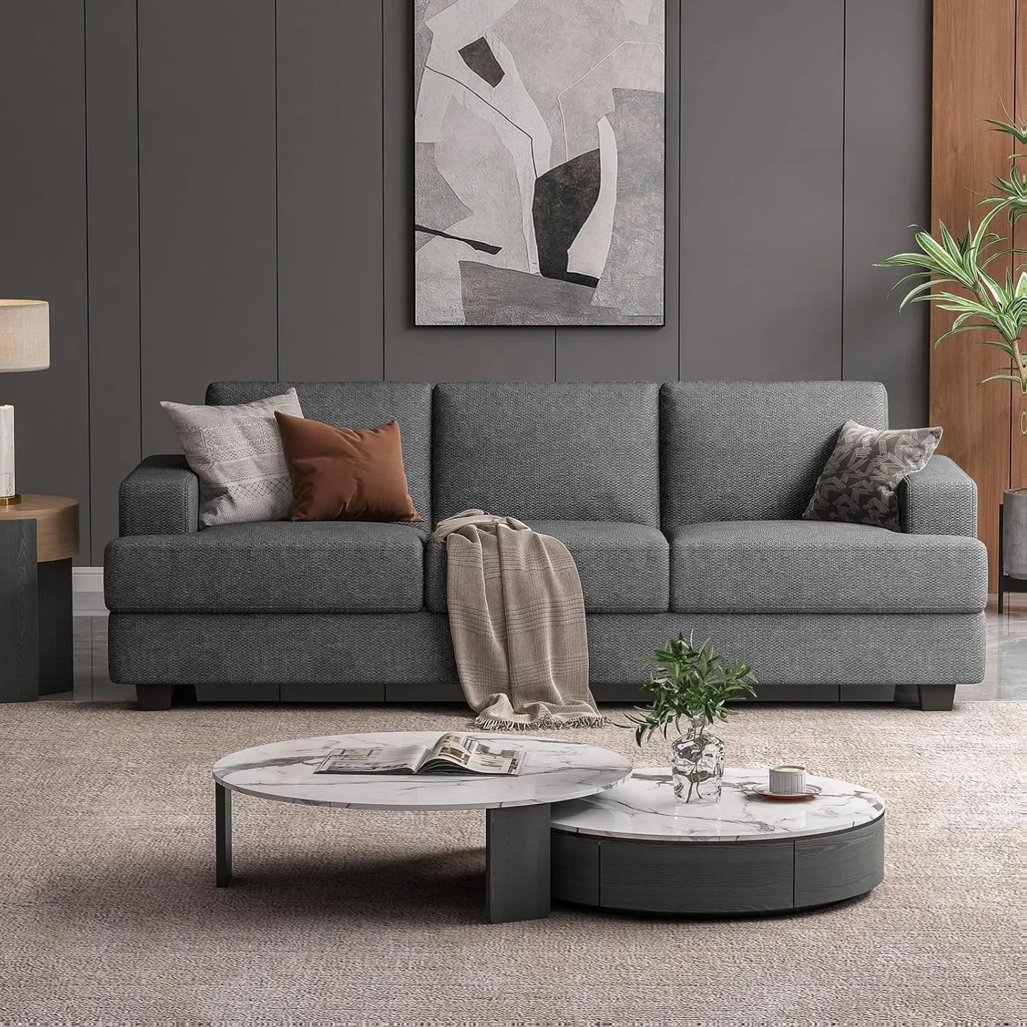 89 Inch Sofa with Extra Deep Seats Oversize, 3 Seater Sofa Couch for Living Room Easy Installation