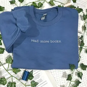 Blue Read More Books Embroidered Crewneck Sweatshirt