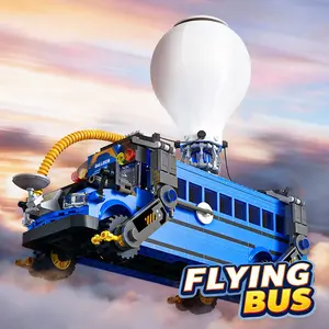Flying Bus Building Blocks Model Battle Royale Vehicle Bricks Cars Sets Gifts for Kids Children Adult Building Toys Ornament